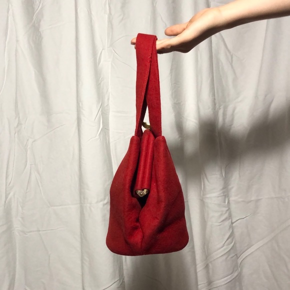 1930s Red Felted Purse/Handbag - Picture 4 of 4